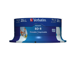 Obrázek VERBATIM BD-R SL(25-Pack)Spindl/6x/25GB/Printable