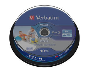 VERBATIM BD-R SL (6x, 25GB),printable, 10 cake