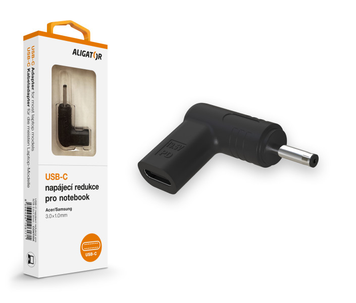 Aligator USB-C napájecí redukce 3,0 x 1,0 mm pro notebooky Acer/Samsung