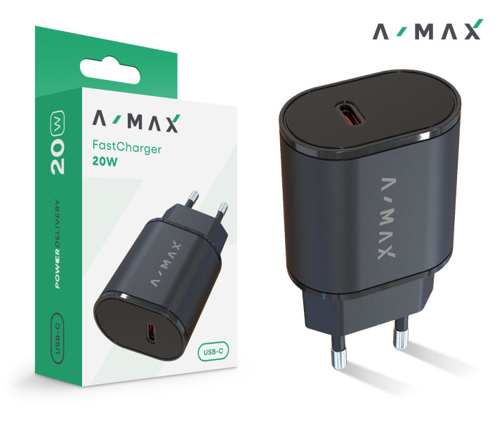 Aligator síťová nabíječka A-MAX PD 20W USB-C černá