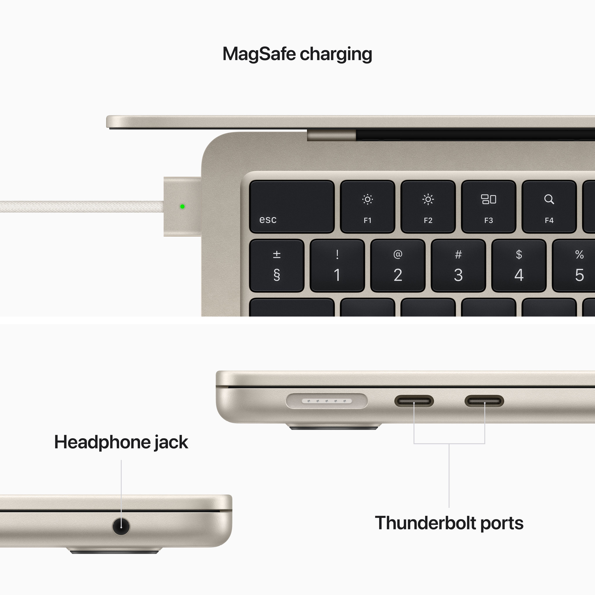 Obrázek MacBook Air 13" Apple M2 8core CPU, 8core GPU, 16GB, 256GB SSD, CZ, hvězdně bílý