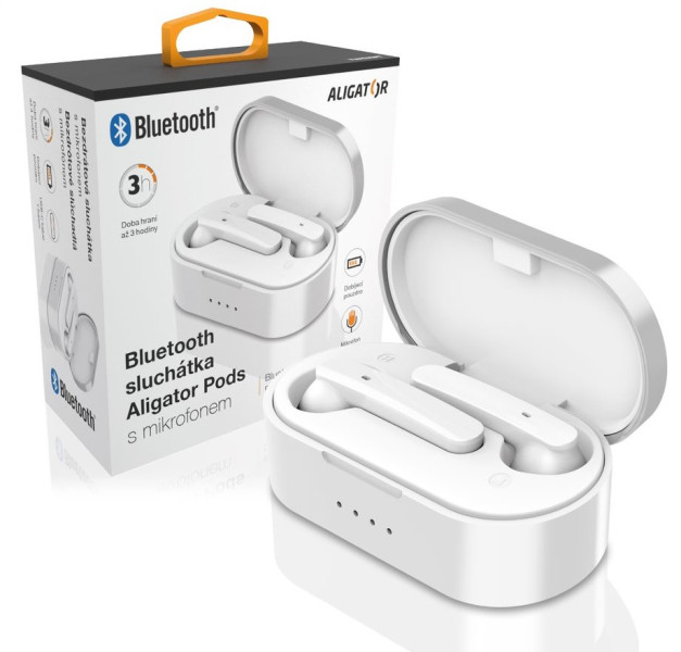 Obrázek Bluetooth sluchátka ALIGATOR PODS, bílá