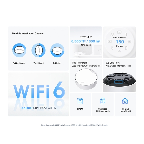 Obrázek TPLink AX3000 Smart Home WiFi Deco X50-PoE(3-pack)