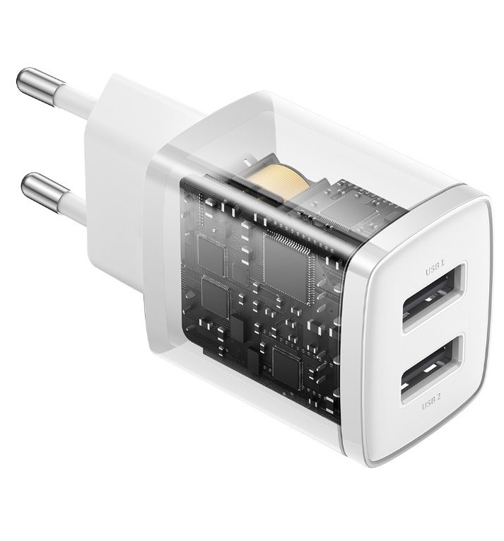 Obrázek Baseus nabíječka do sítě Compact 2xUSB 10,5W bílá