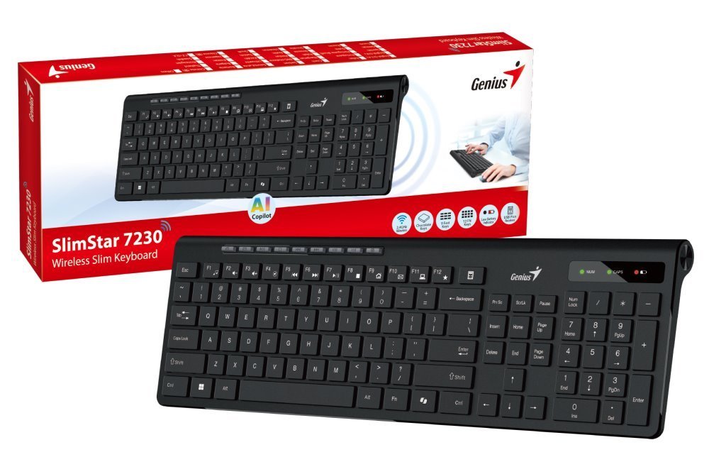 Obrázek Genius SlimStar 7230/Bezdrátová USB/CZ-SK layout/Černá