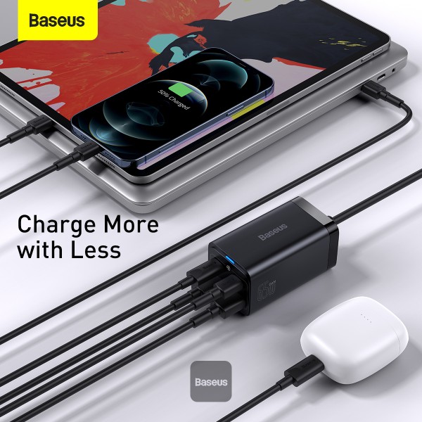 Obrázek Baseus rychlonabíječka do sítě GaN3 Pro, 2x USB-C, 2x USB 65W černá