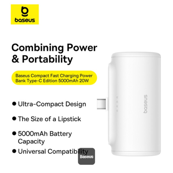 Obrázek Baseus power banka 5000mAh 20W USB-C bílá