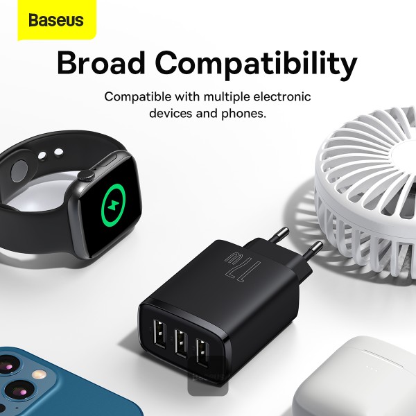 Obrázek Baseus nabíječka do sítě Compact 3xUSB 17W černá