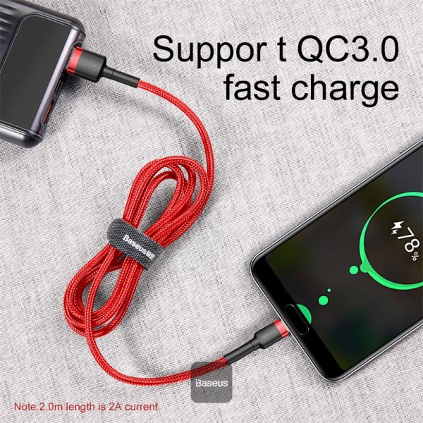 Obrázek Baseus datový kabel Cafule USB-C 2m 2A červený