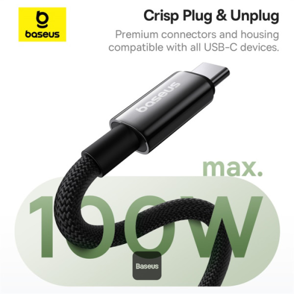 Obrázek Baseus datový magnetický kabel Tungsten Gold USB-C/USB-C 1m 100W černý