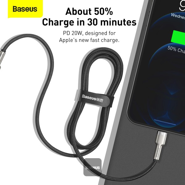 Obrázek Baseus datový kabel Cafule USB-C/Lightning 1m PD 20W černý