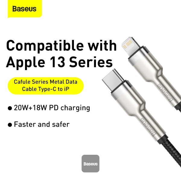 Obrázek Baseus datový kabel Cafule USB-C/Lightning 1m PD 20W černý