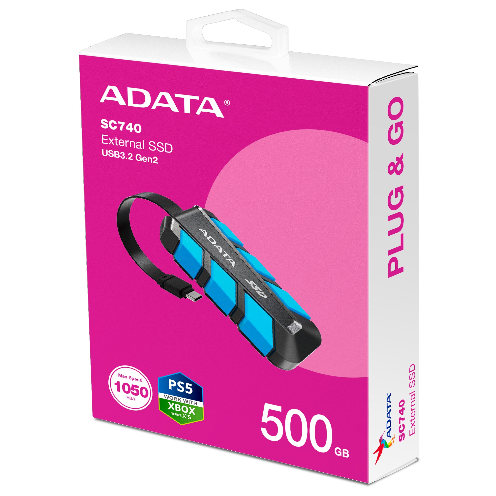 Obrázek ADATA SC740/500GB/SSD/Externí/Modrá/5R