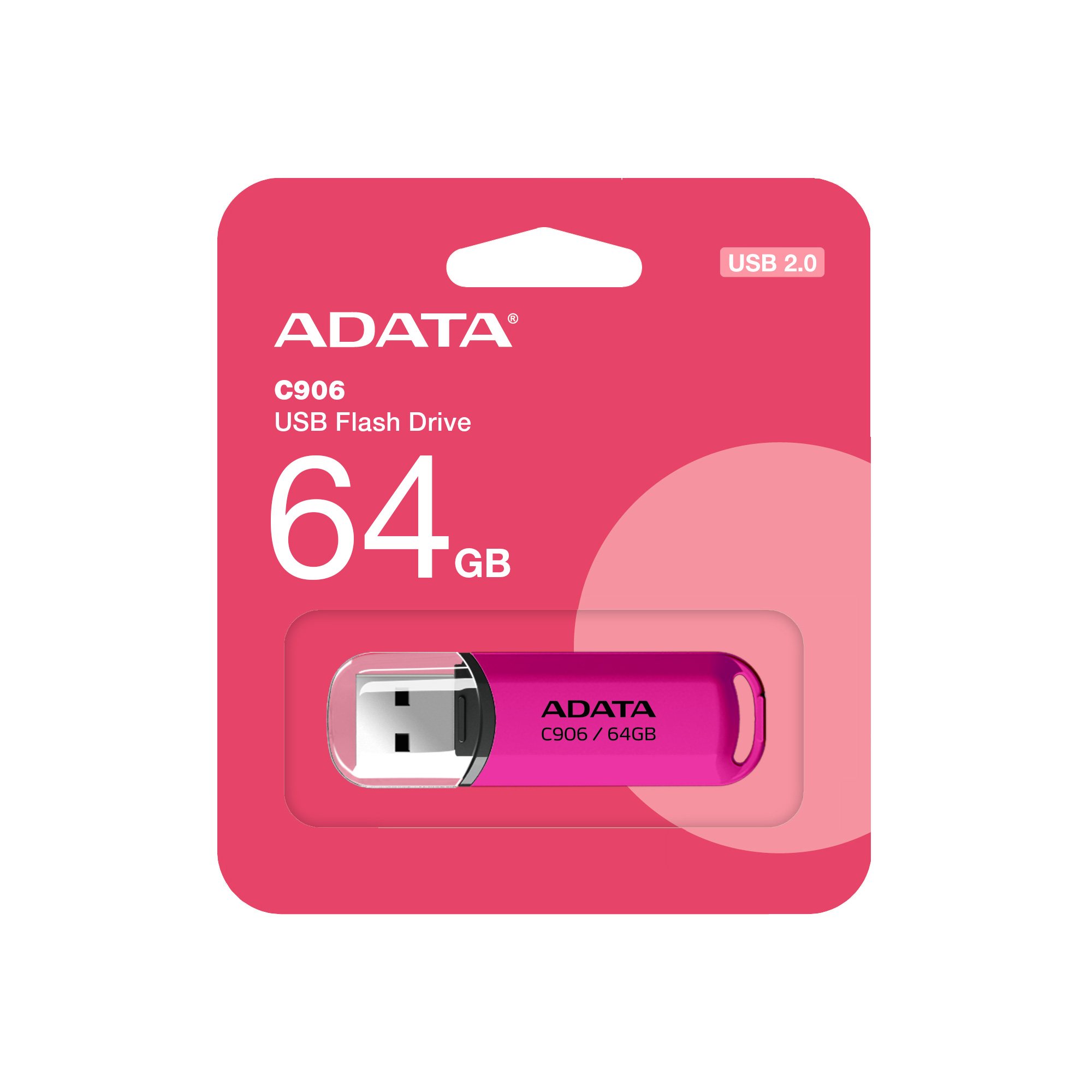 Obrázek ADATA C906/64GB/USB 2.0/USB-A/Růžová