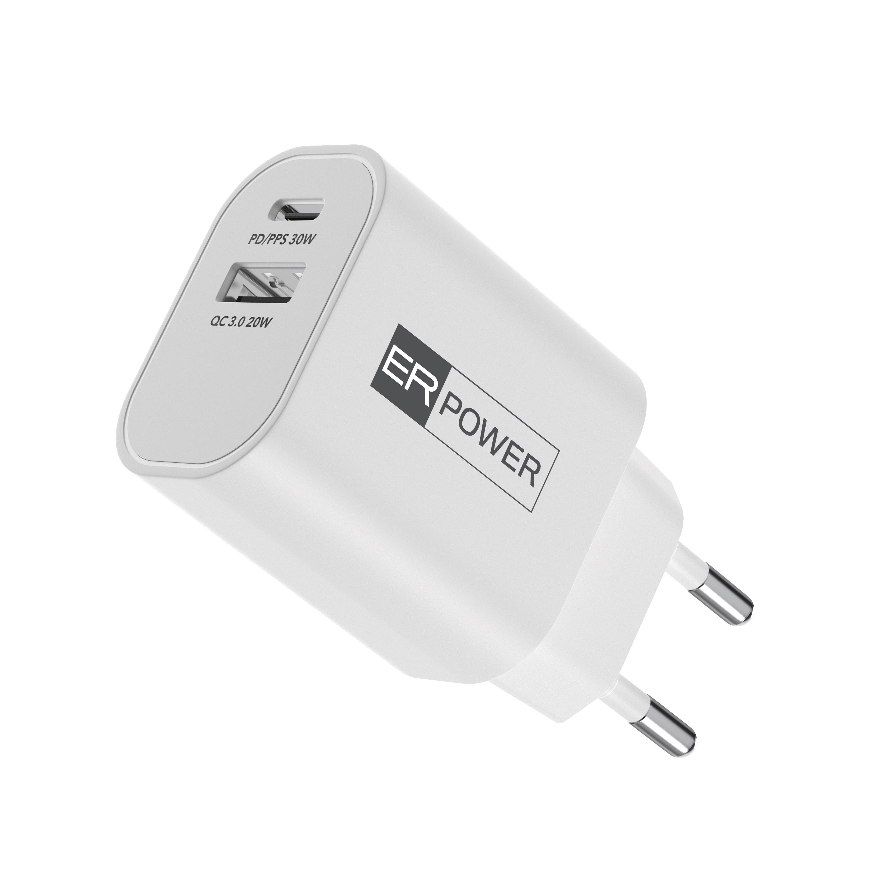 ER POWER Dual GaN Charger 30W USB-C/USB-A PD/PPS/QC