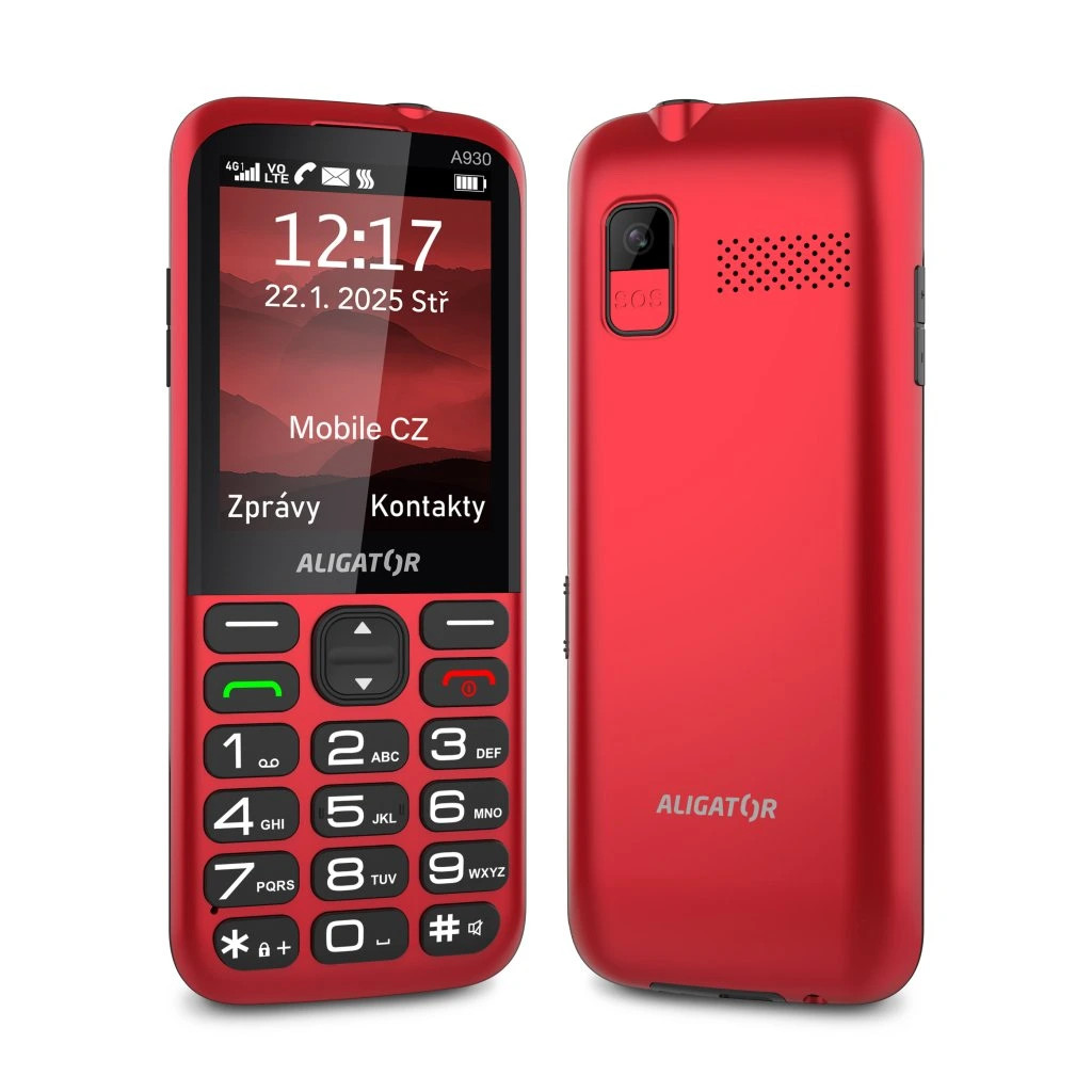 Obrázek ALIGATOR A930 GPS Senior červený +st.nab.